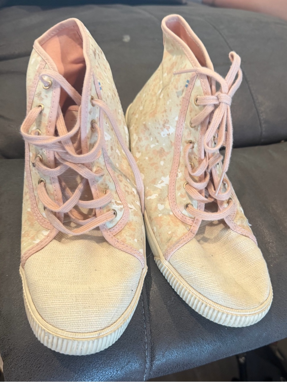 Toms Pink and Cream High-Top Canvas Sneakers